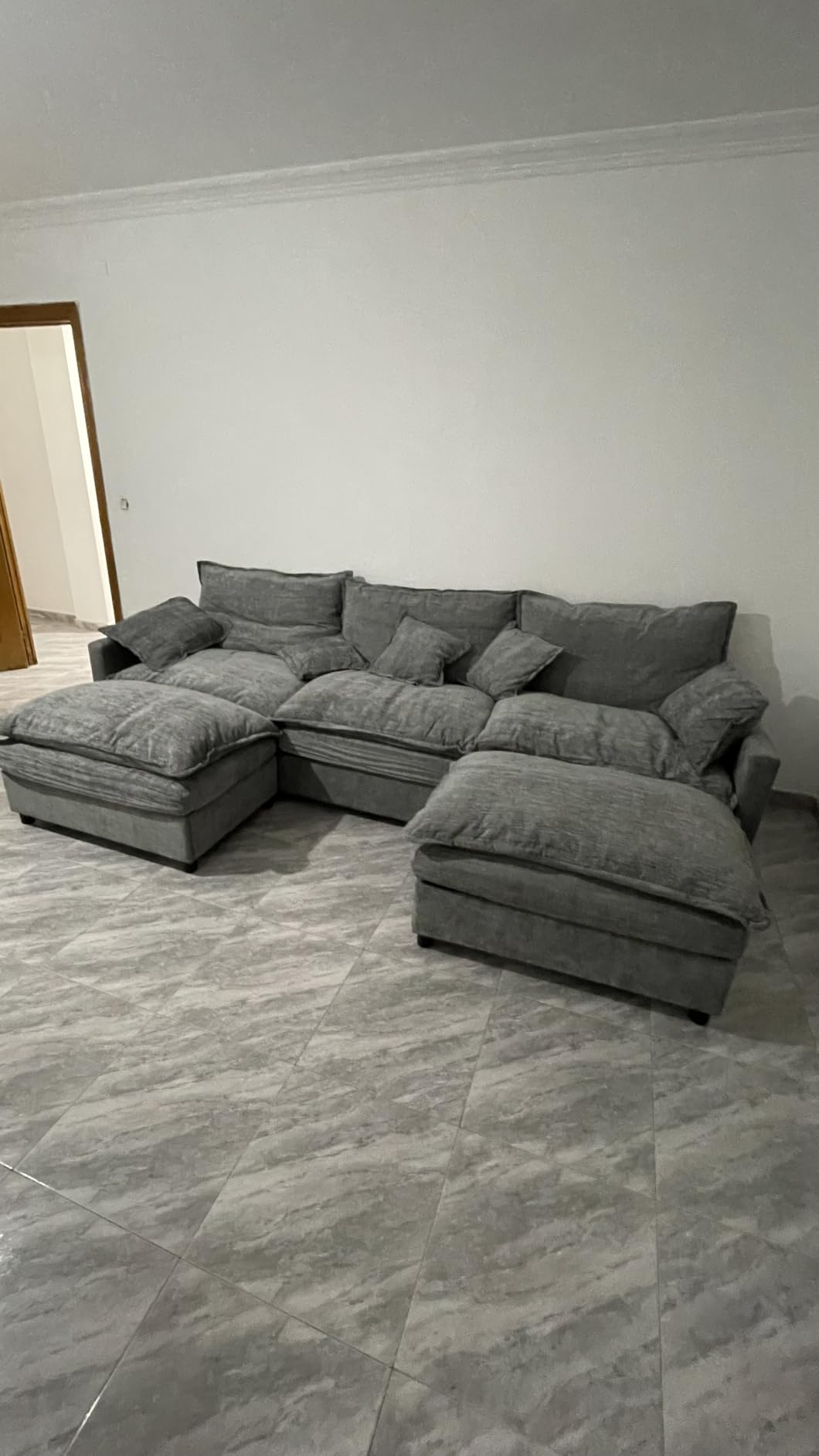 Customer photo of the sofa frame during assembly