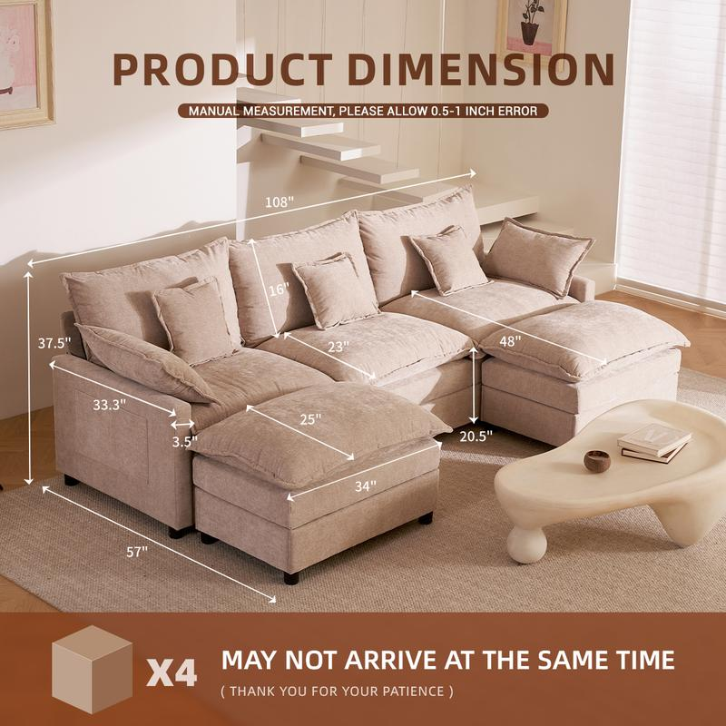 Product dimension diagram: 274cm wide, 145cm deep, double-layer seat cushions, four separate delivery packages